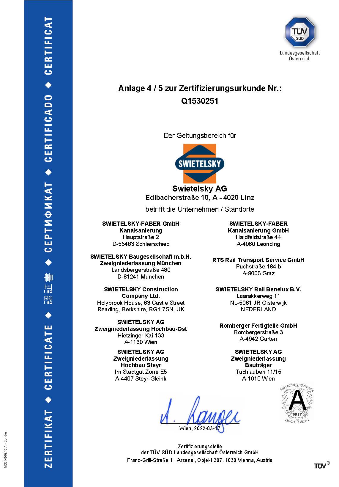 Seiten Aus Zertifikat A4 9001 Haupt+Anlagen Swietelsky D 6
