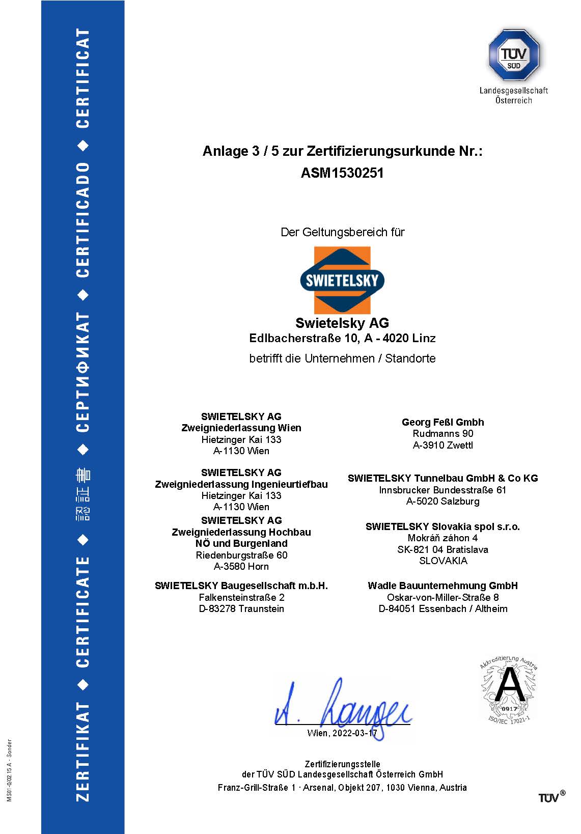 Seiten Aus Zertifikat A4 45001 Haupt+Anlagen Swietelsky D 4