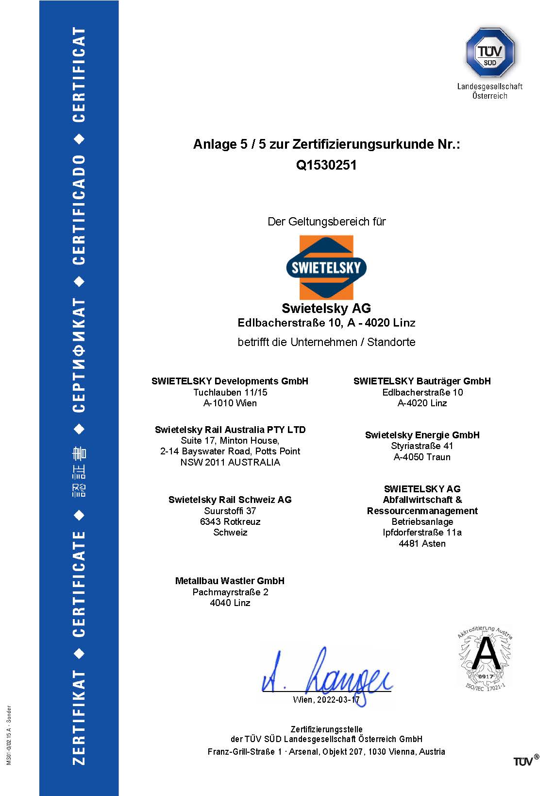 Seiten Aus Zertifikat A4 9001 Haupt+Anlagen Swietelsky D 7